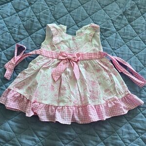 Pink and White Floral Dress with Bow